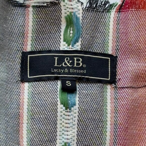 Striped Sleeveless Waterfall Hem Cardigan Vest By L&B Multicolor Size S - Picture 7 of 7